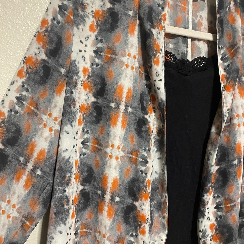 Lush Open Front Abstract Print Blouse Cardigan Top Size Medium - Picture 4 of 7